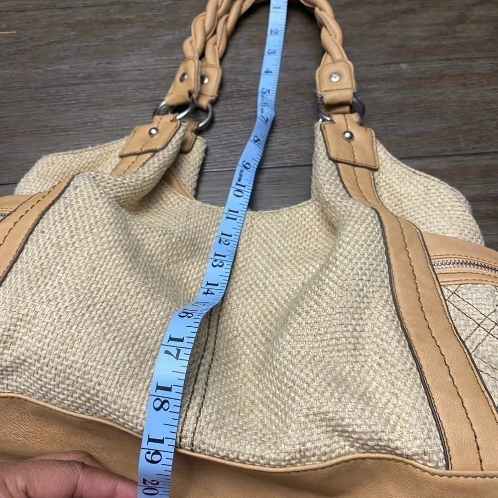 Relic Tan Faux Straw Woven Hobo Handbag
